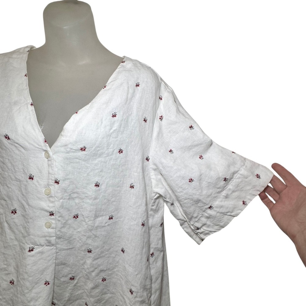 Deiji Studios Rose Dress White Linen Midi Dress Minimalist Oversized Relaxed M/L - Picture 6 of 9